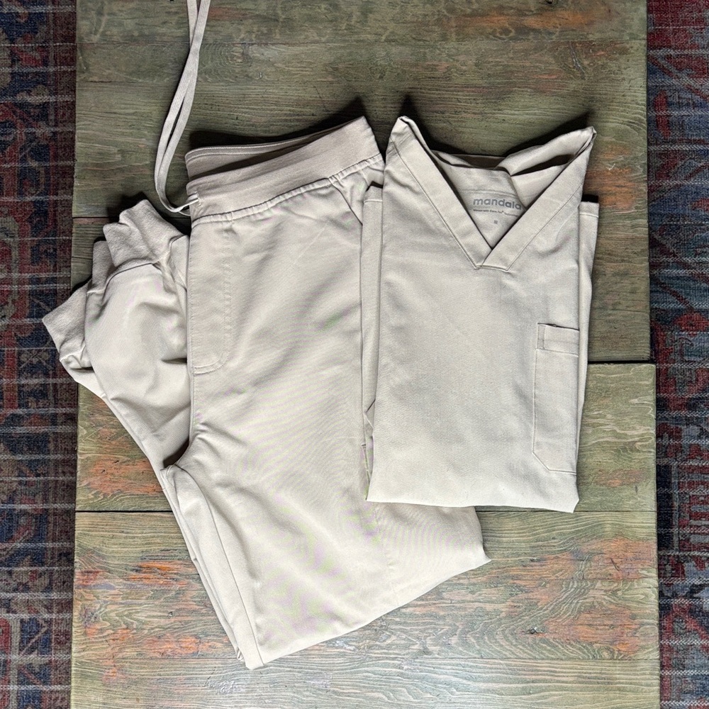 Khaki Mandala Scrub Set